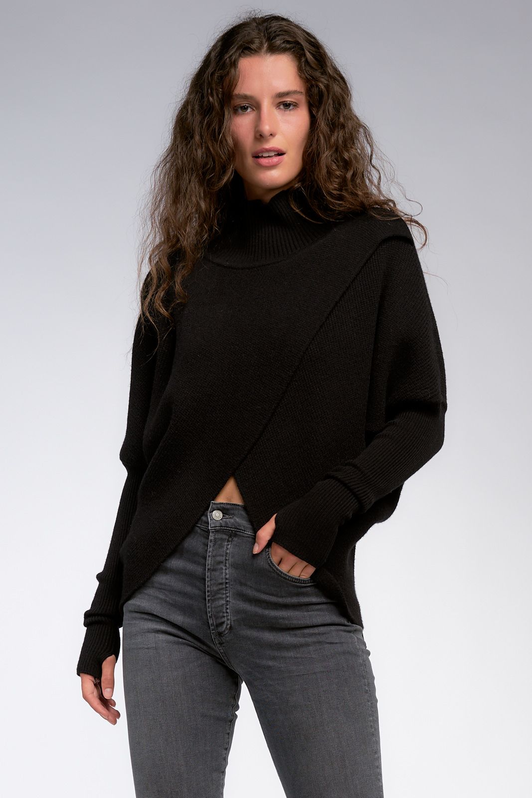Turtleneck Cross Front Sweater