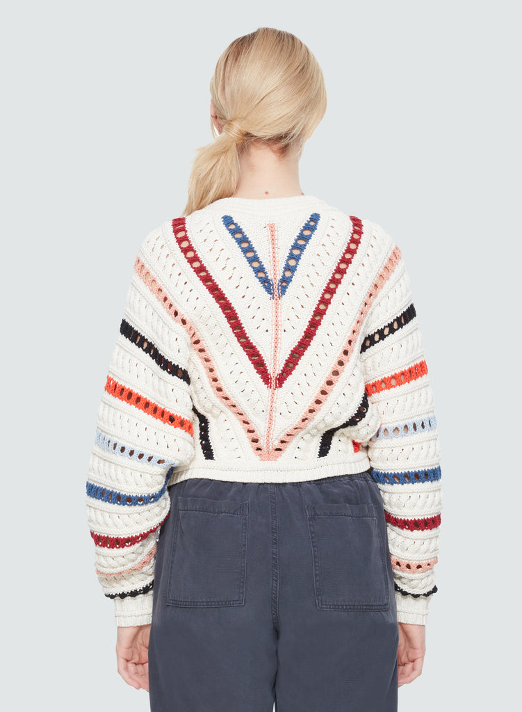 Black Tape Chevron Stripes Crochet Sweater