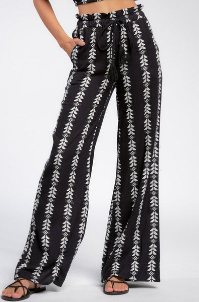 Black Palazzo Pants with White Arrow Print