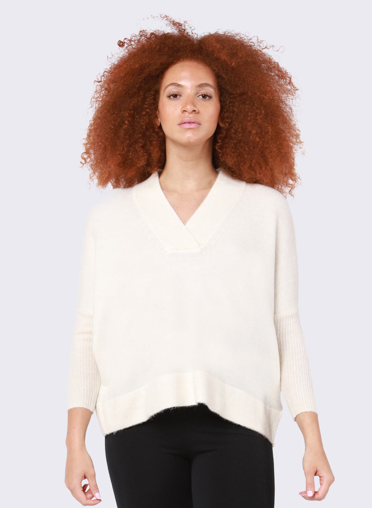 DEX Ivory V-Neck Sweater