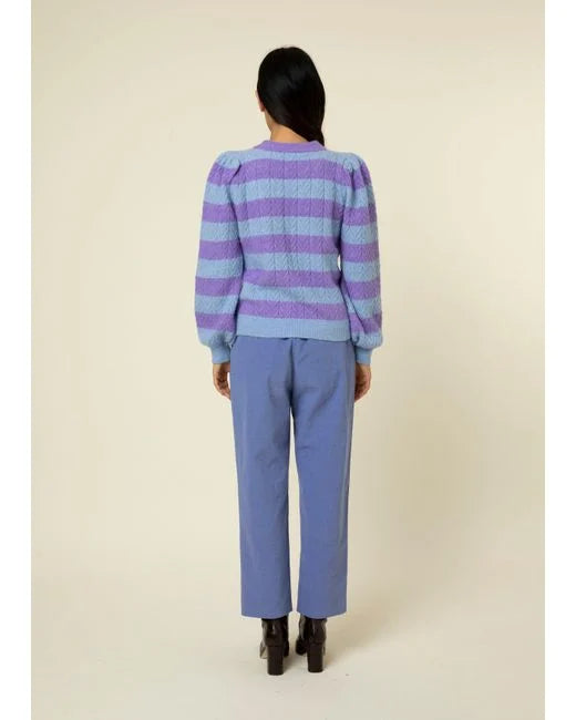 FRNCH Neve Violet Blue Striped Sweater