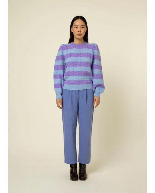 FRNCH Neve Violet Blue Striped Sweater