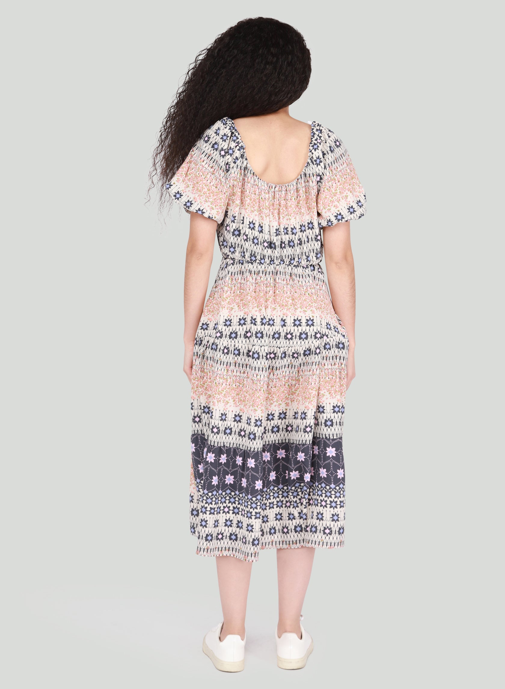 DEX Navy Garden Floral Midi Dress