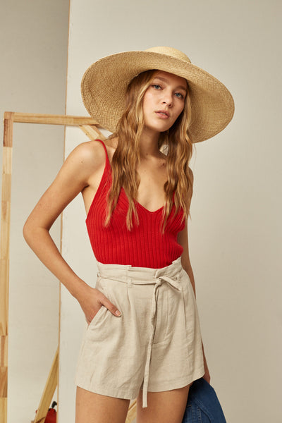 Deluc Helga Light Sand Tie High Waisted Shorts