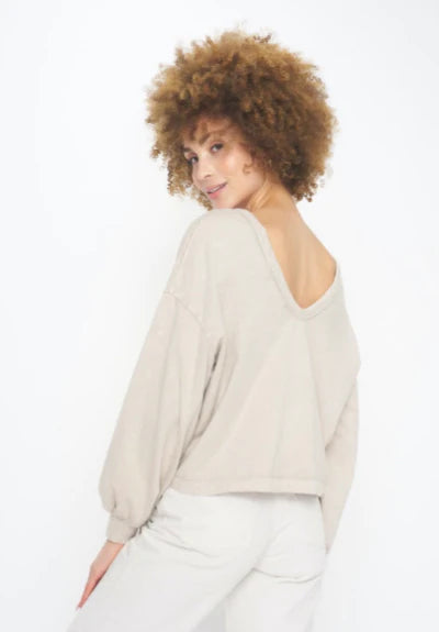 Project Social T Raw Linen Miki Shirred Reversible Sweatshirt