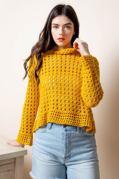 Mustard Yellow Crocheted Sweater