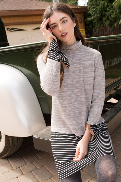 Grey Striped Sweater Dress