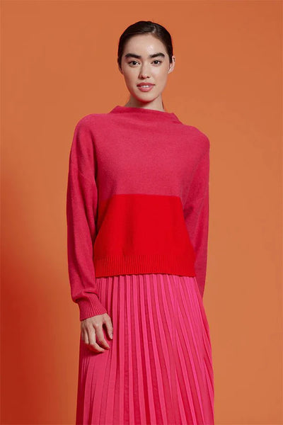 Lucy Paris Claudette Pink Multi  Color Block Sweater