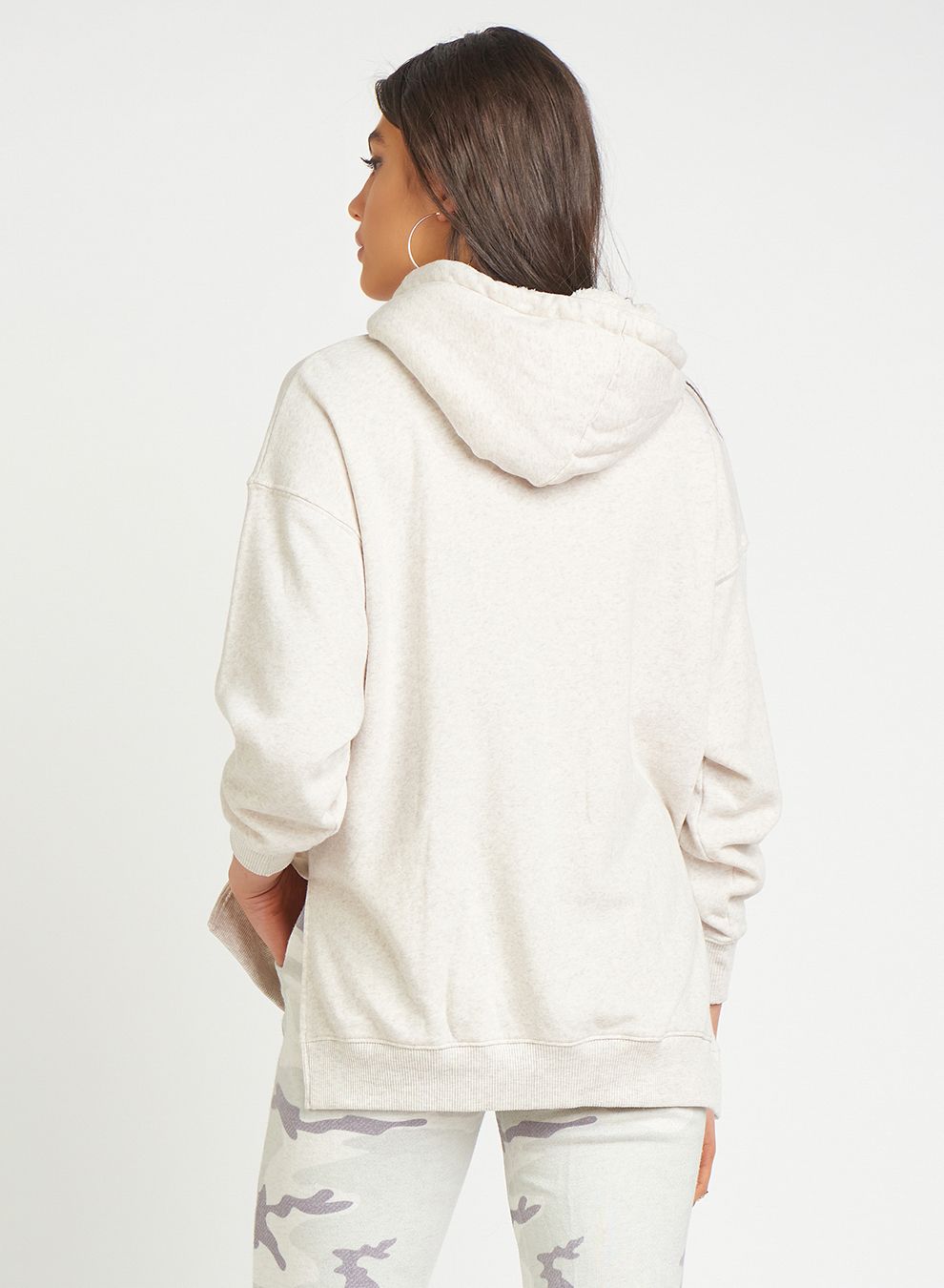 Oatmeal Oversized Sherpa Lined Hoodie