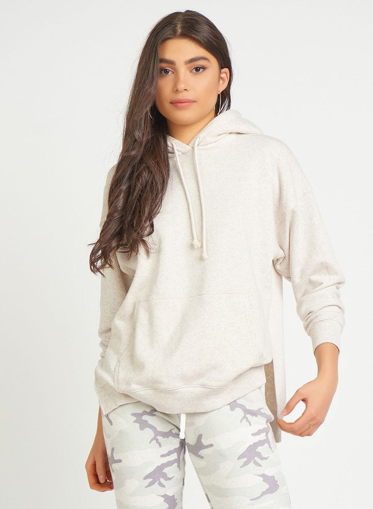 Oatmeal Oversized Sherpa Lined Hoodie