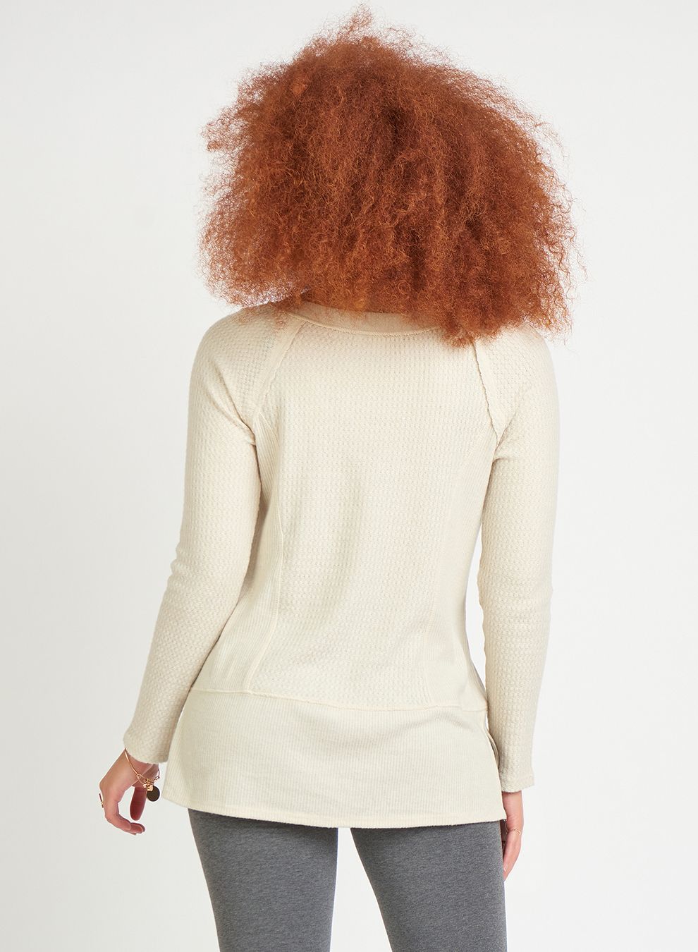 Off White Raglan Waffle Knit Top