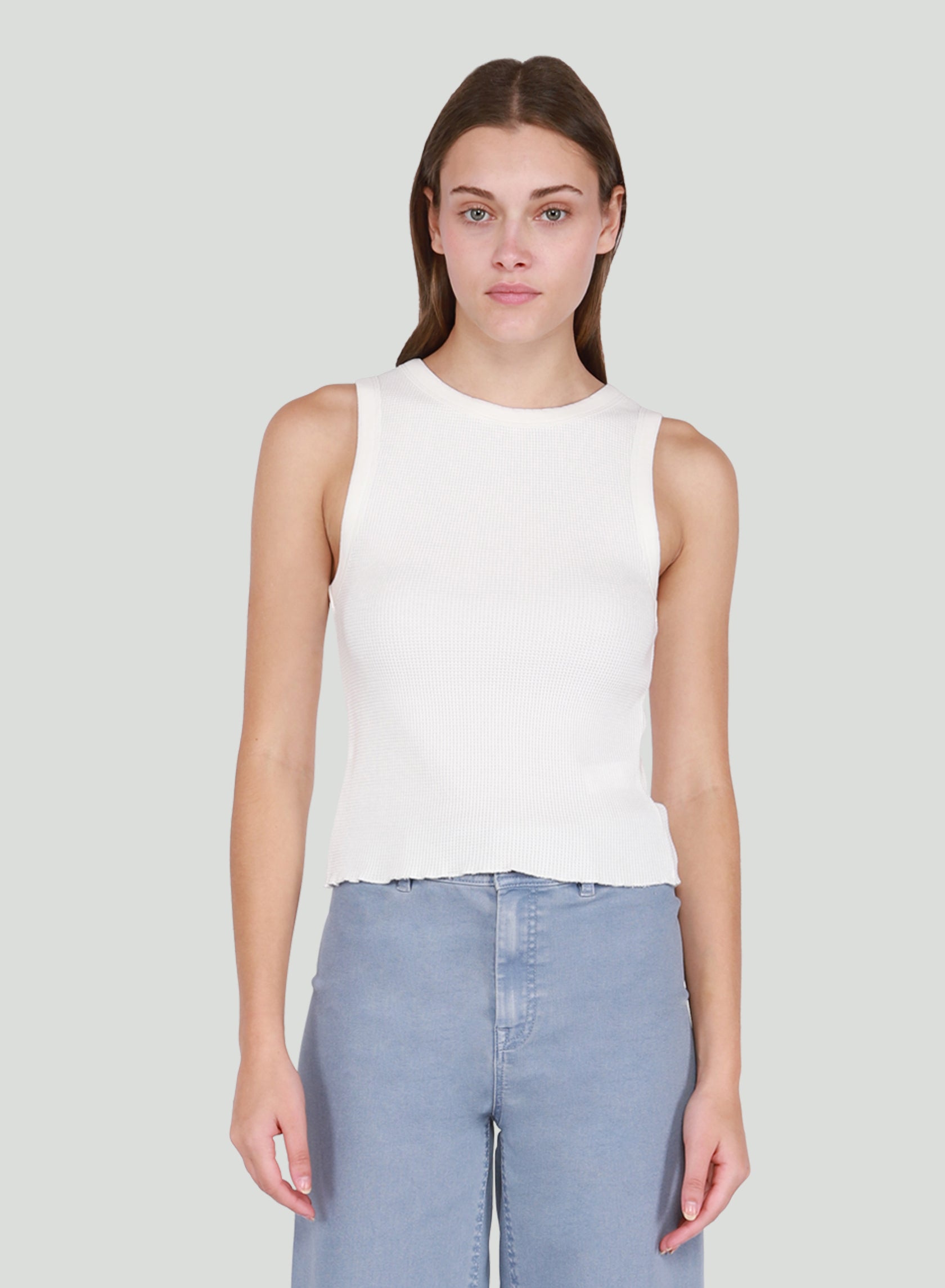 DEX Off White Waffle Knit Tank Top