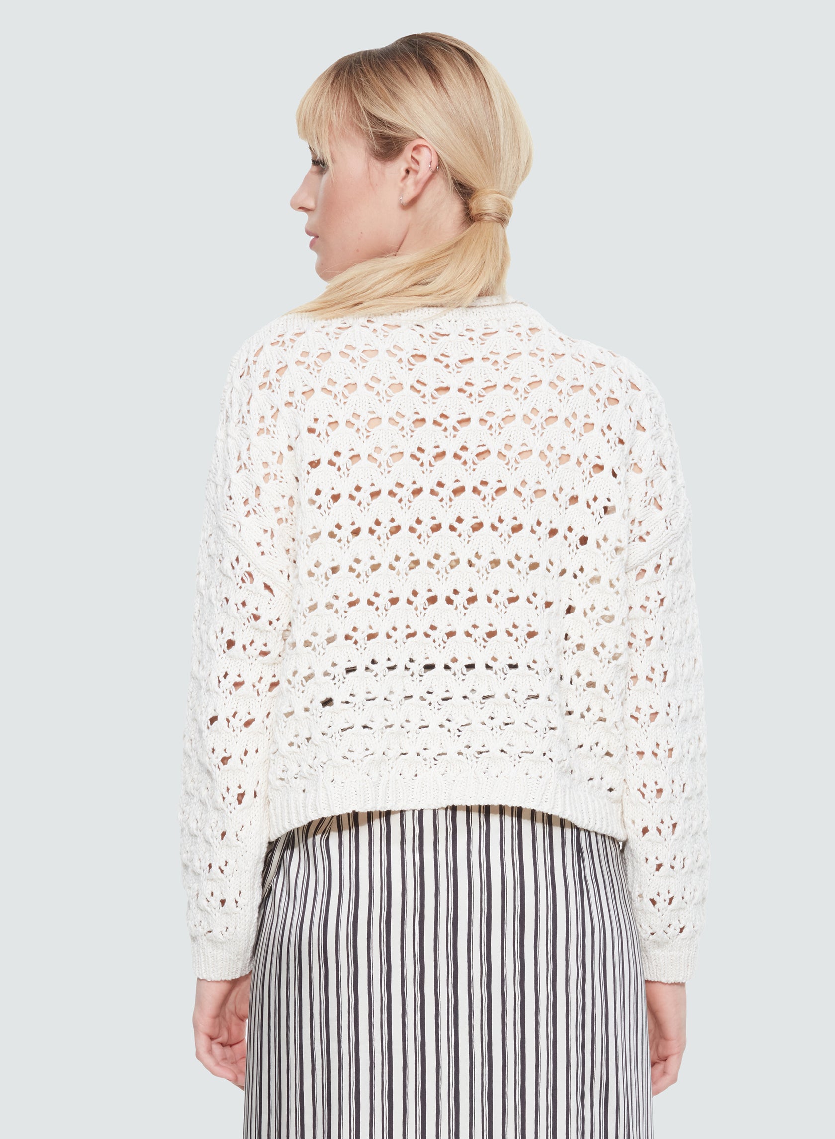 Black Tape Off White Open Knit Sweater