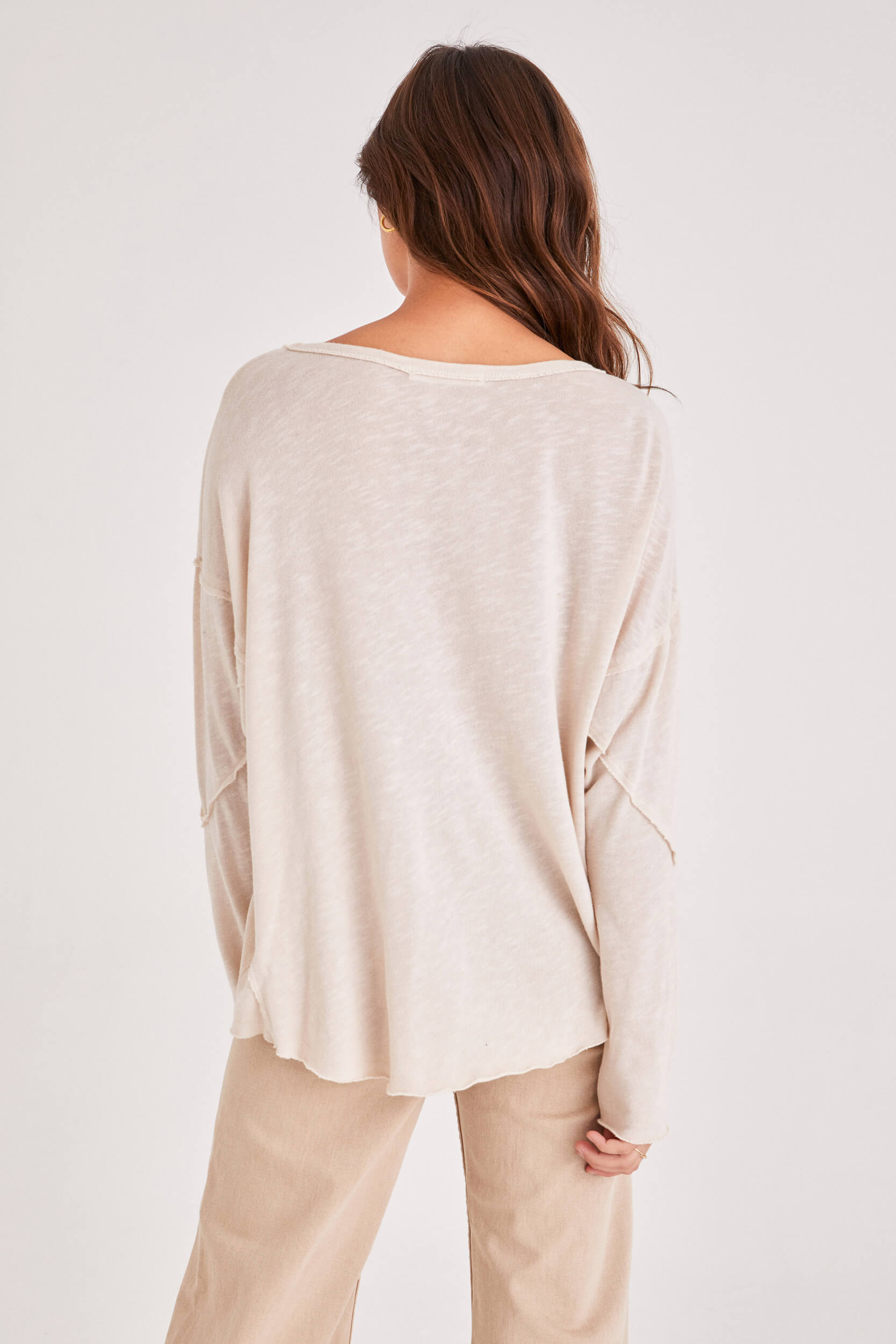 Drop Seamed Long Sleeve Top