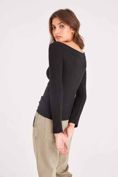 Black Bryn Off the Shoulder V-Neck Top