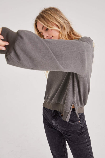 Callie Aspen Green Notch Neck Thermal Top