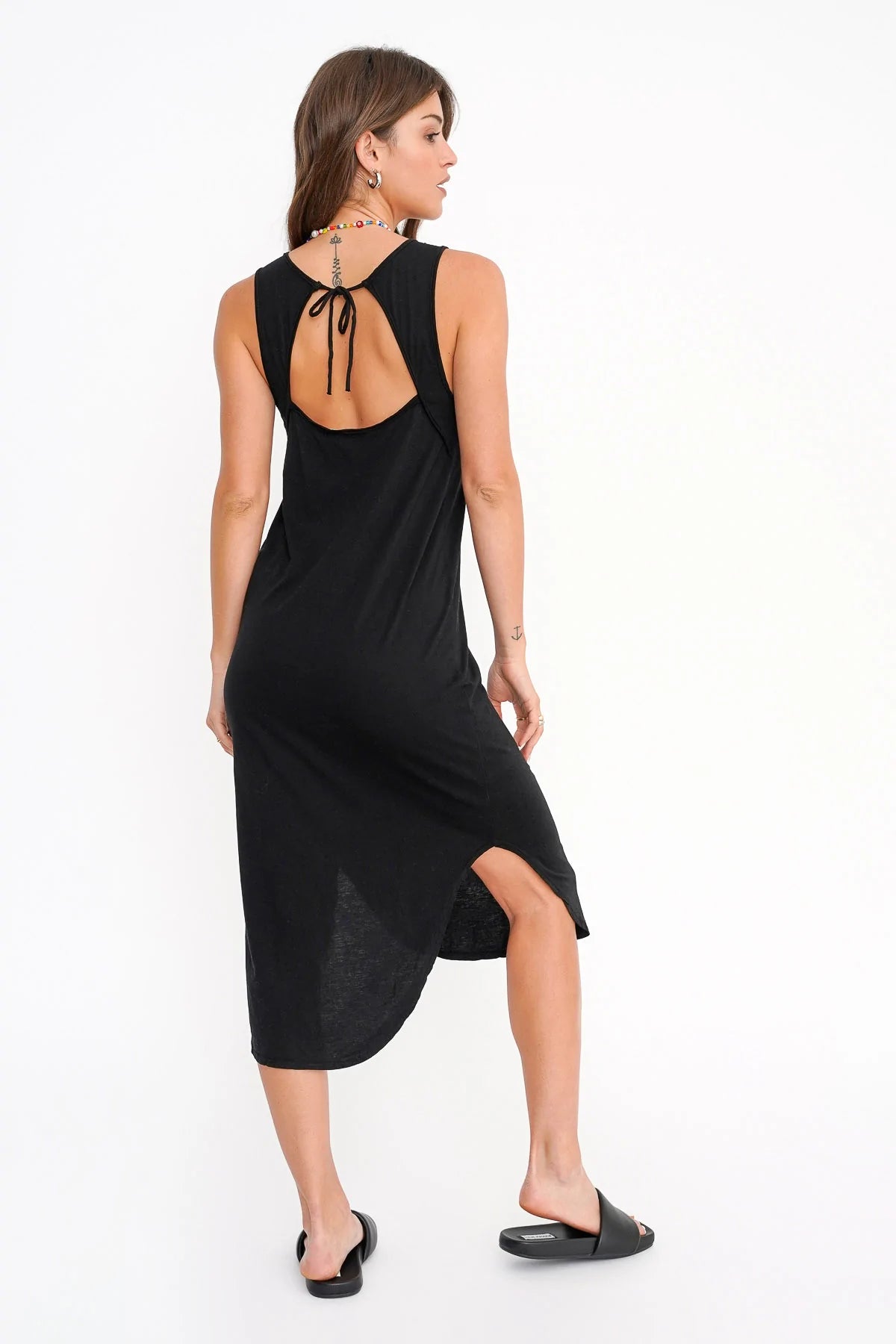 Project Social T Black Cool and Clean Open Back Tank Dress