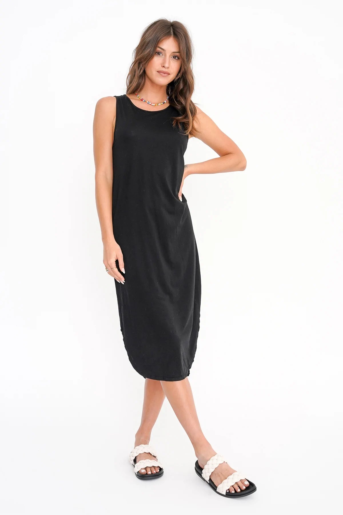 Project Social T Black Cool and Clean Open Back Tank Dress at