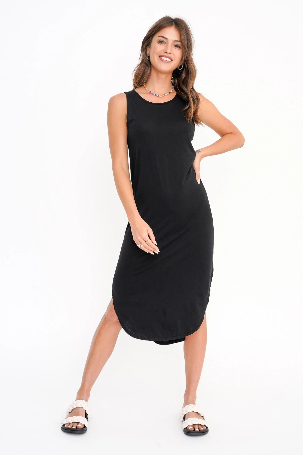 Project Social T Black Cool and Clean Open Back Tank Dress