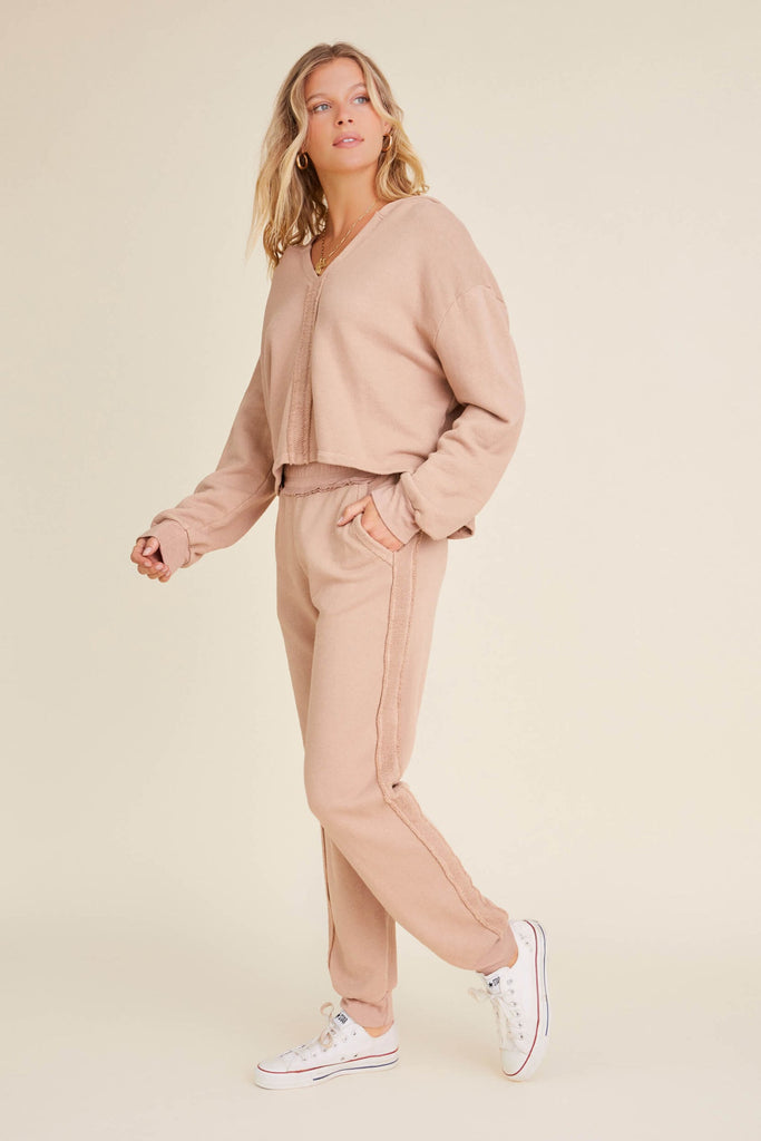 Tan Eclipse Seamed Sweatpants