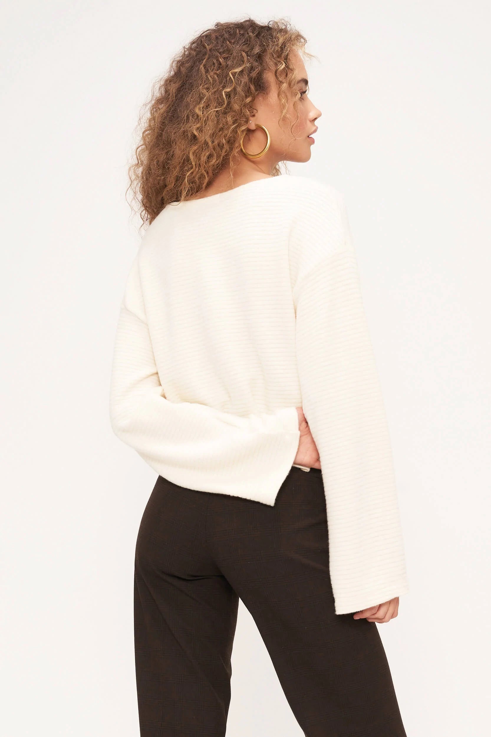 Project Social T Ivory Cloud Dancer Ribbed Cardigan
