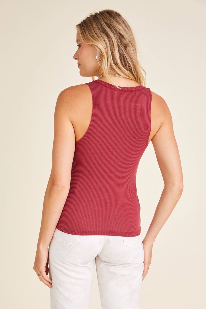 Inca Rib Notched Neck Tank Top