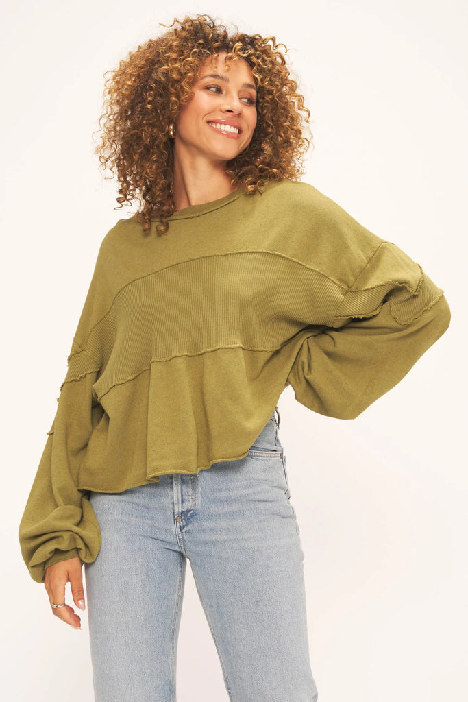 Project Social T Jai Olive Green Seamed Sweatshirt