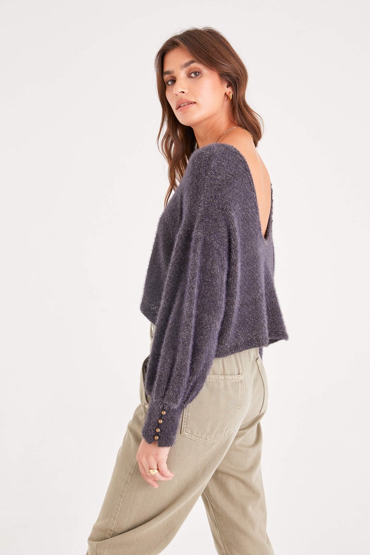 Charcoal Grey Lynn Scoop Back Chenille Top