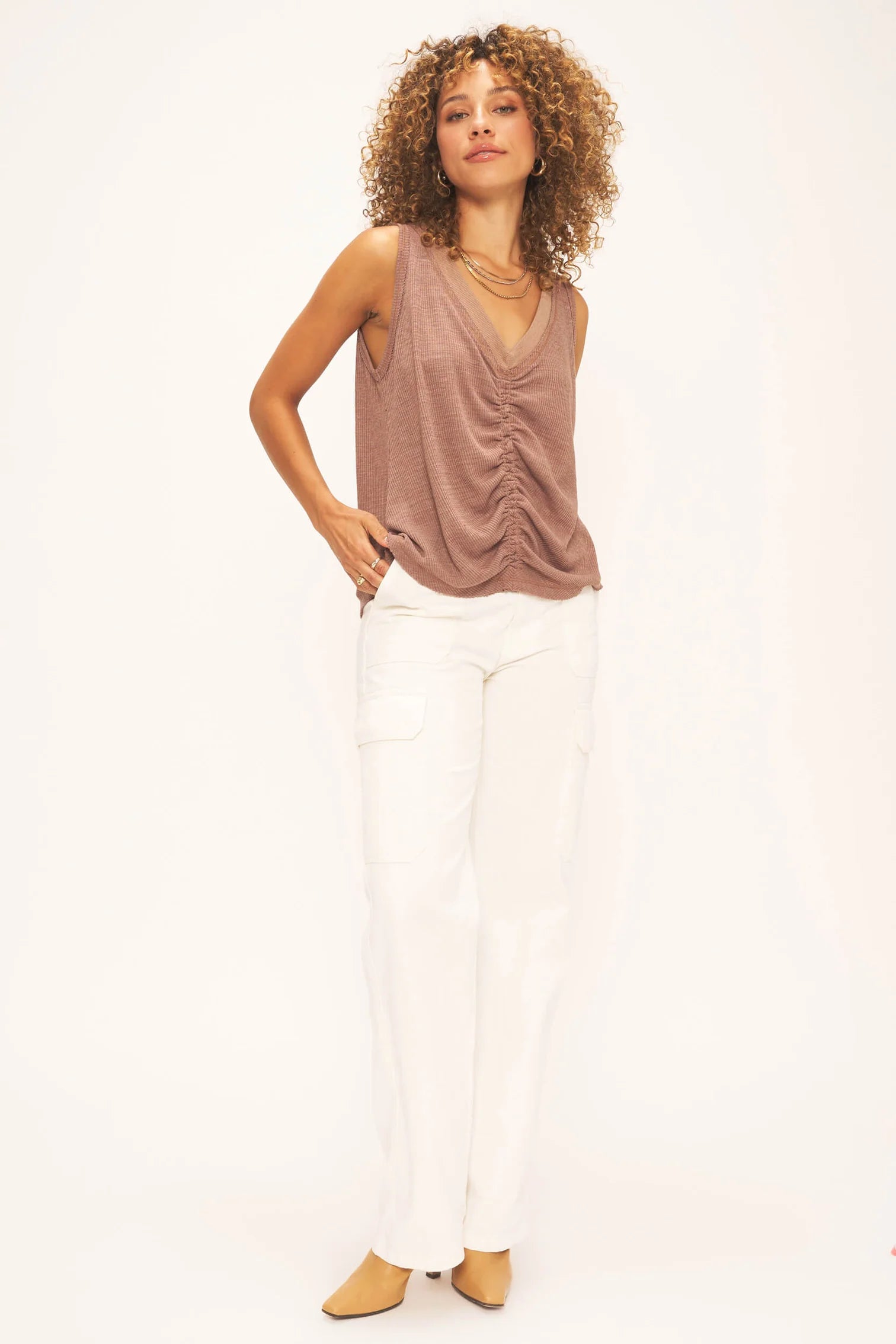 Project Social T Maple Mackenna Ruched Sleeveless Top