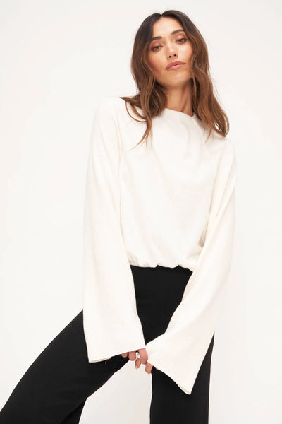 Project Social T Maxine Ivory Ribbed Longsleeve Top