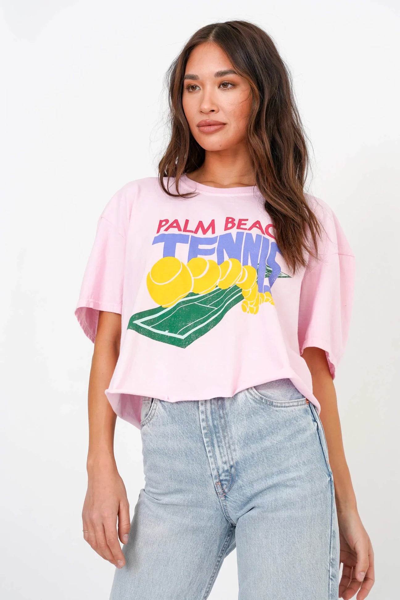 Project Social T Pink Palm Beach Tennis Cropped Tee