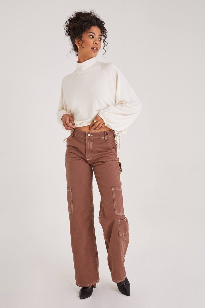 Phoebe Side Tie Mock Turtleneck Top