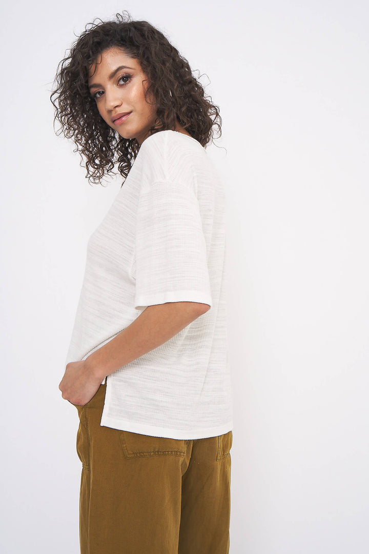 Project Social T Sunny Daze Ivory Notched Rib Top
