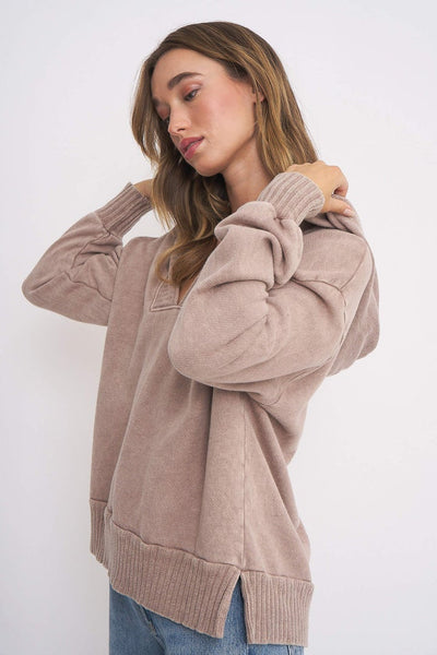 Project Social T Mojave Mauve Contrast Rib Hoodie