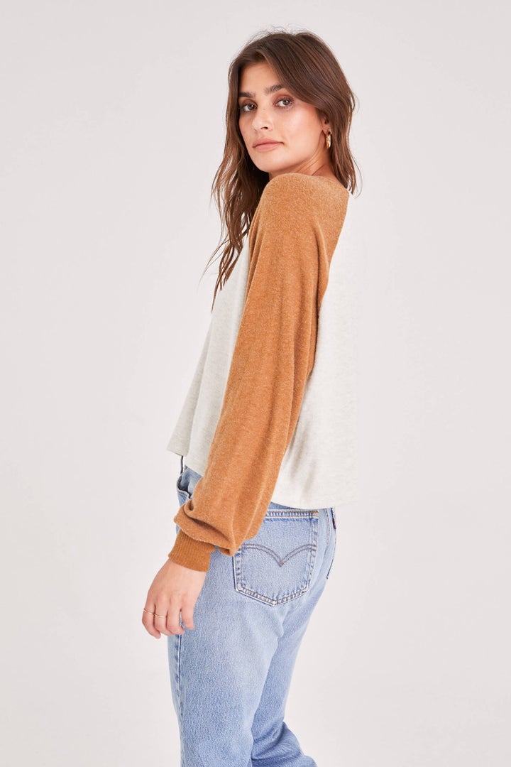 Cinnamon/Oatmeal Zuri Colorblock Raglan Top