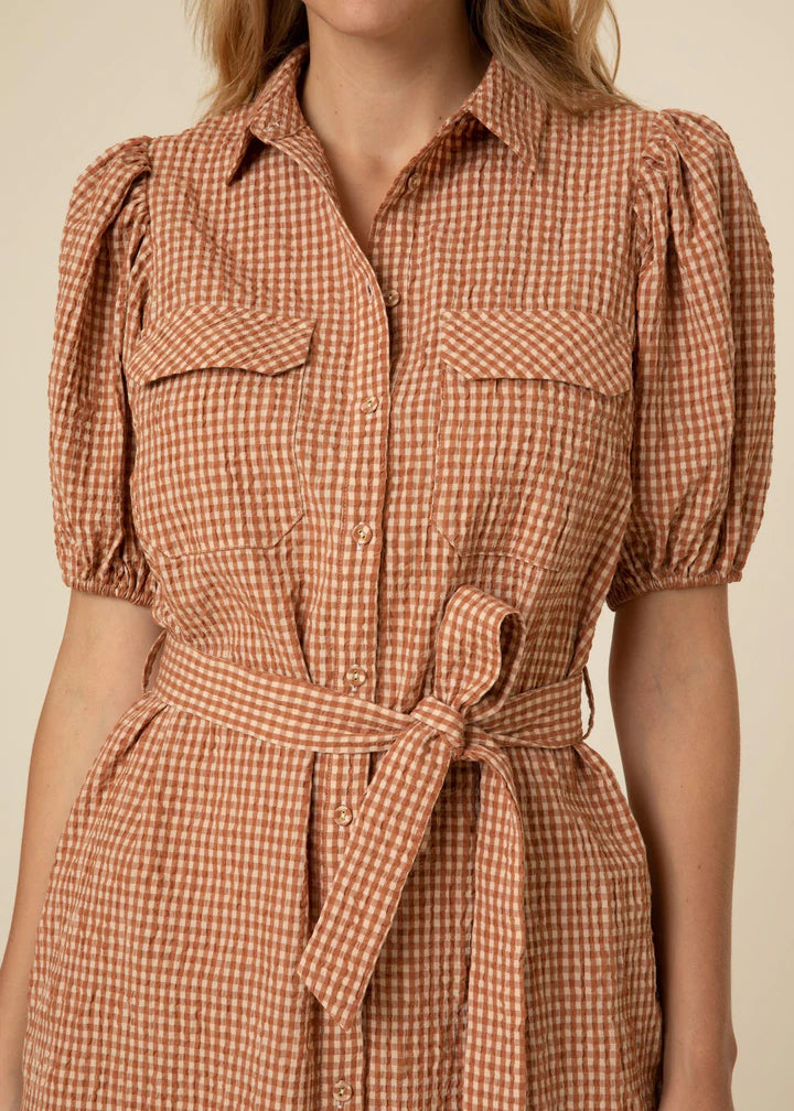FRNCH Misa Terracota Plaid Dress