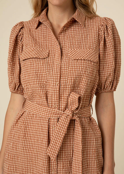 FRNCH Misa Terracota Plaid Dress