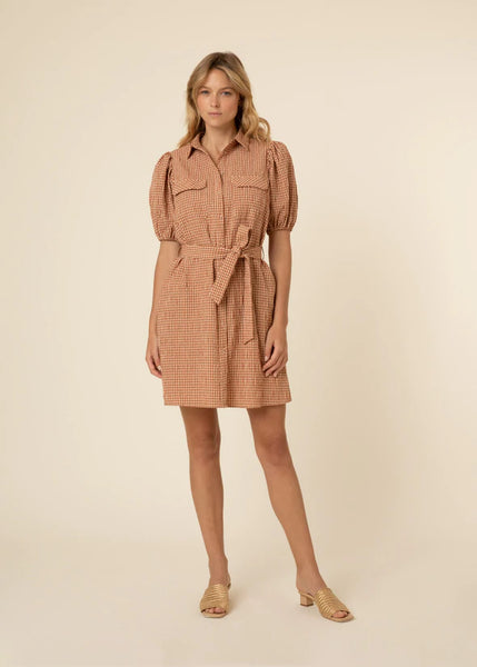 FRNCH Misa Terracota Plaid Dress