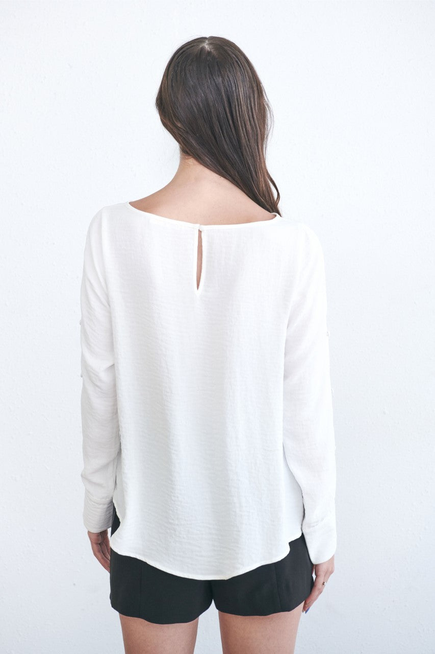 White Button Up Sleeve Blouse