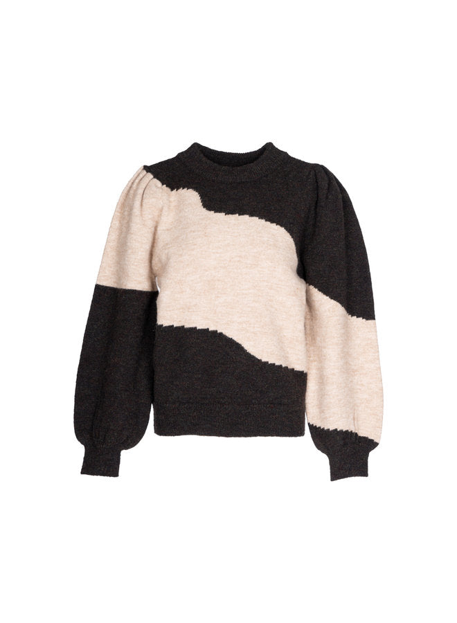 FRNCH Yasmin Charcoal Grey Oatmeal Sweater